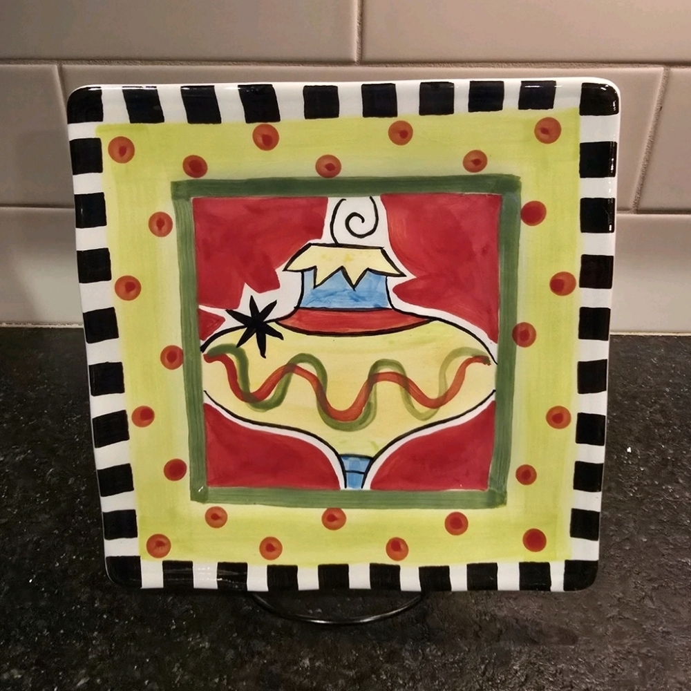 Vicki Carroll Christmas holiday cheer 8.5 inch square plate